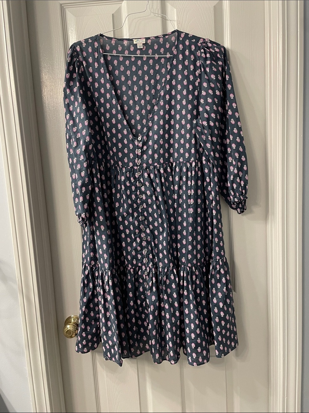 J. Crew Navy Dress with Pink Floral Print